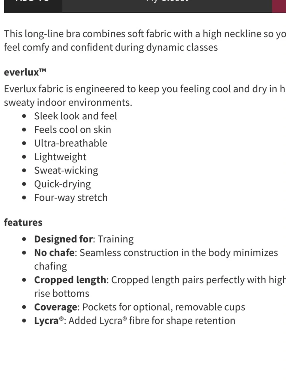 LULULEMON - Ebb To Train Bra